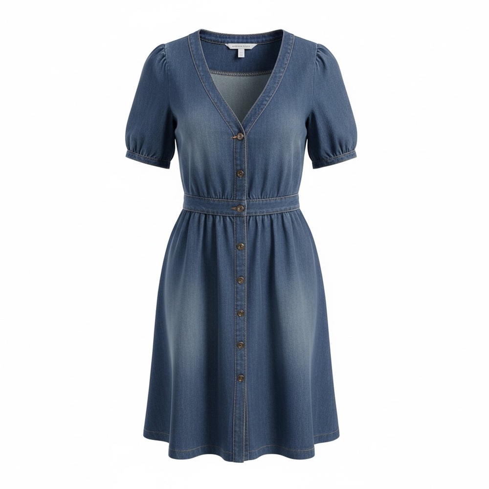 American Eagle Denim Button Front Midi Dress | Short Sleeve | Size M